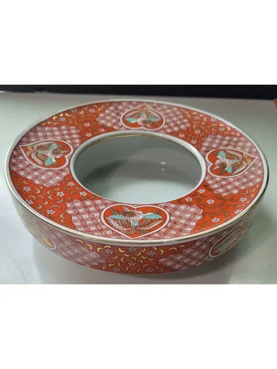 The Toscany Collection Arita Japan Porcelain Bowl Ashtray Red Gold Phoenix Desig - Picture 2 of 13